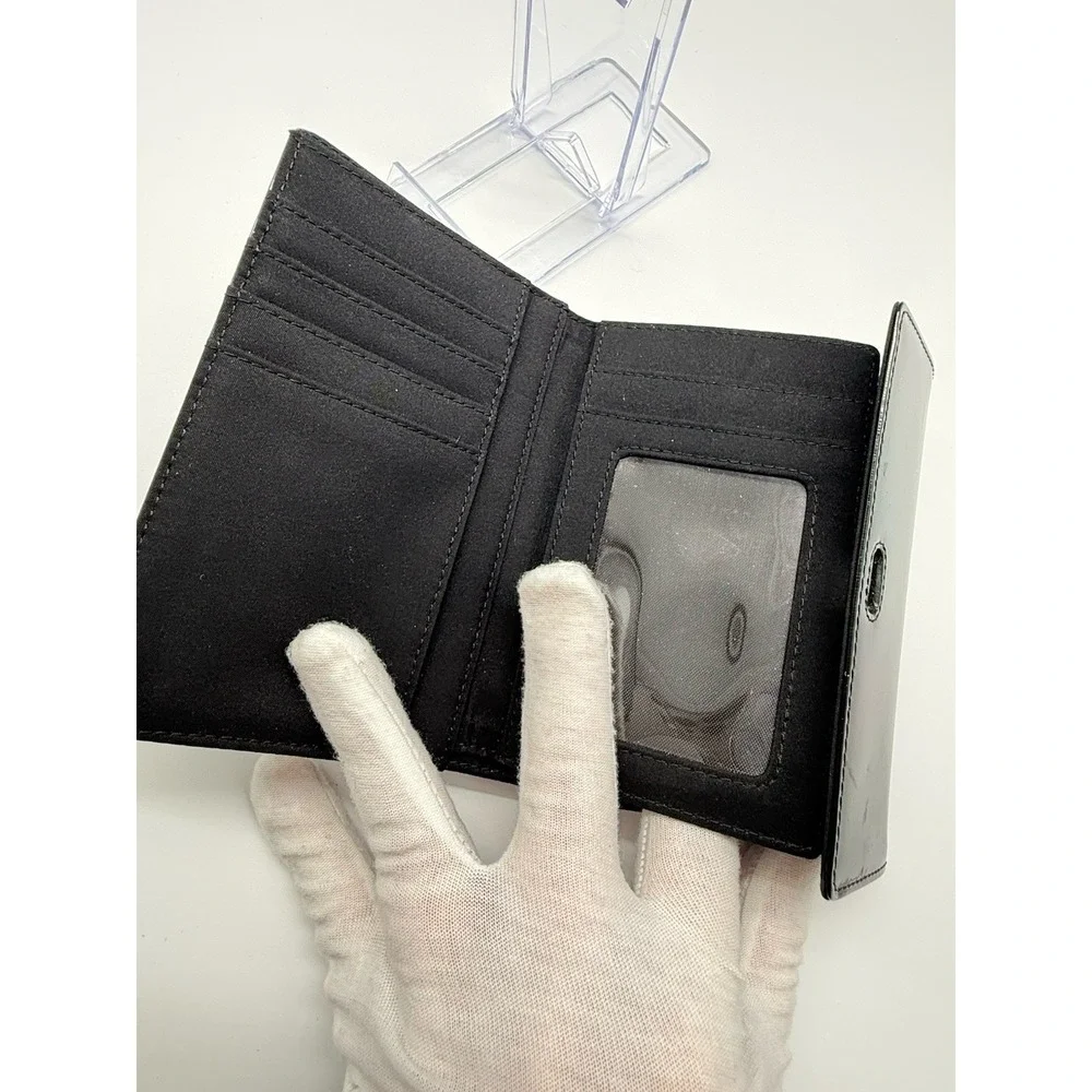 Lauren Ralph Lauren Black Nylon Patent Leather RLL Wallet Trifold Card Wallet‎